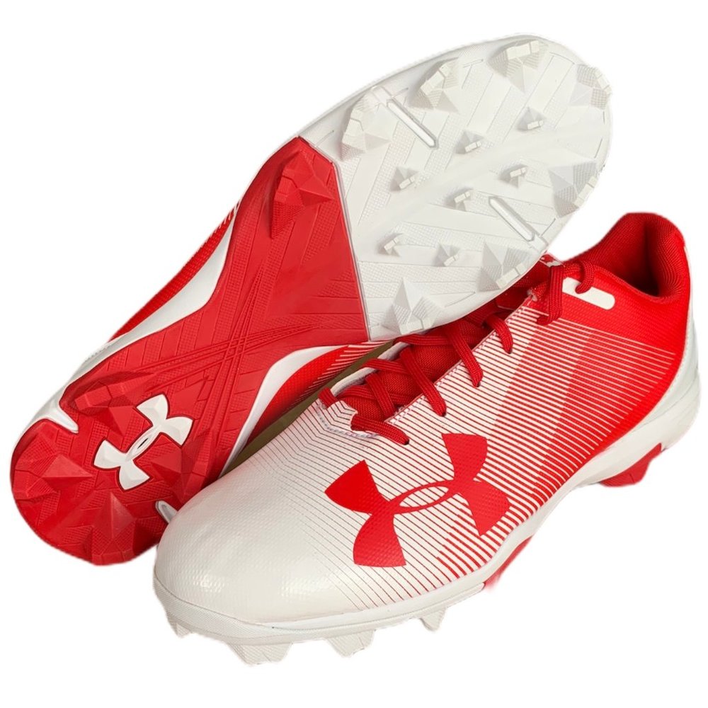 Men's Red & White Under Armour Cleats